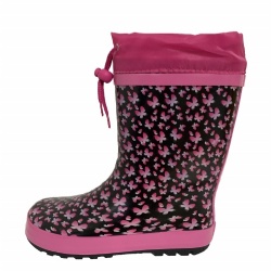 Kids pink butterfly rubber boot