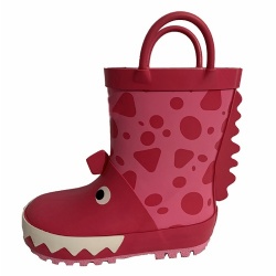 Gilrs pink dino rubber boot with tail