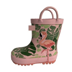 Girls pink flamingo rubber boot