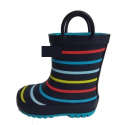 Kids multi stripe rubber rain boot