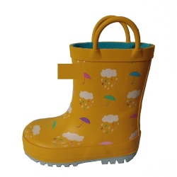 Kids rainy days yellow rubber rain boot