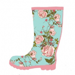 Lady customized rose rubber rain boot welly