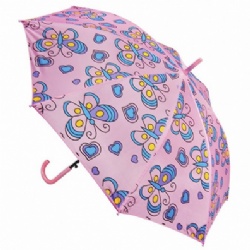 Kids pink butterfly unique rainy umbrella