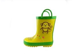 Kids low price green rubber rain boot welly