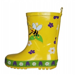 Kids popular yellow bee rubber rain boot welly