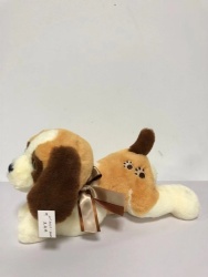 Kids prone position brown puppy furry toy
