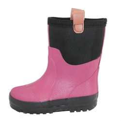 Kids high quality pink neoprene rubber rain boot welly